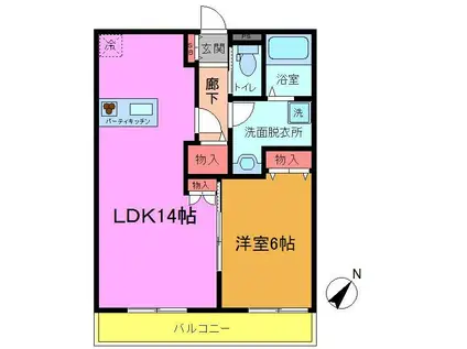 サンフォリアI(1LDK/1階)の間取り写真