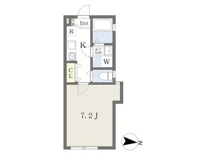 アフェット道場南2(1K/1階)の間取り写真