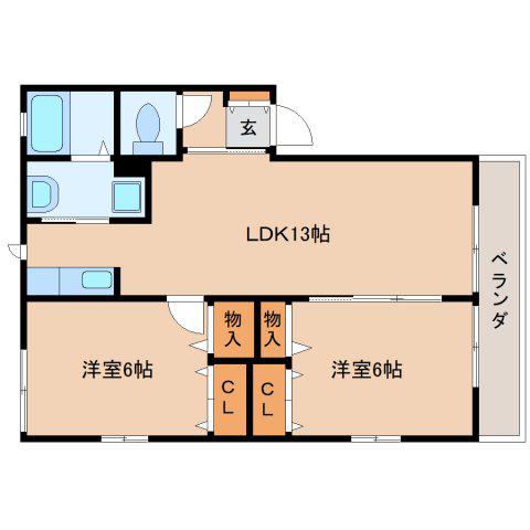 DーSIDE(2LDK/2階)の間取り写真