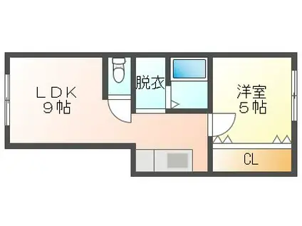グレースコート川沿(1LDK/2階)の間取り写真