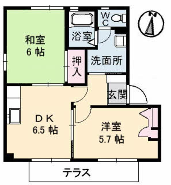 シャルム政畝(2DK/2階)の間取り写真