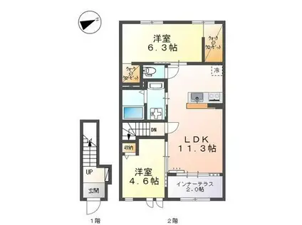 メリディア(2LDK/2階)の間取り写真
