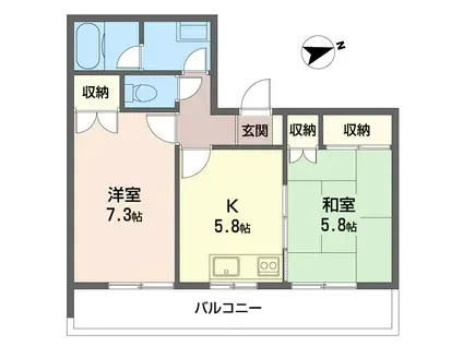 フラワーマンション(2K/2階)の間取り写真