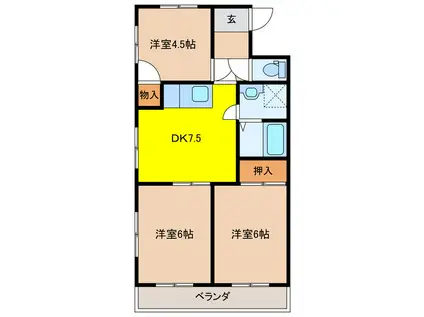 ソレイユ中込原(3DK/1階)の間取り写真