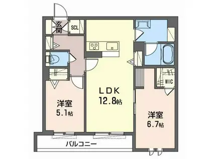 シャーメゾン今米(2LDK/2階)の間取り写真