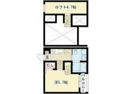 ASTERIA金山 (ワンルーム/1階)の間取り写真