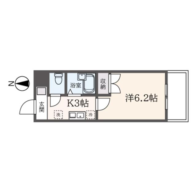 サウスィング上大岡(1K/1階)の間取り写真