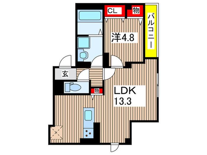 ラ・パートメント本千葉(1LDK/3階)の間取り写真