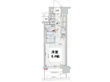 プレサンス本町リアルシティ(1K/2階)の間取り写真