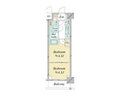 ドゥーエ新横浜(2K/11階)の間取り写真