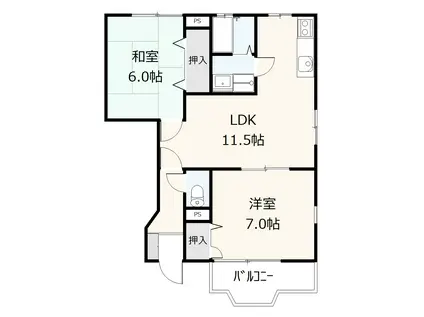 ピア新庄II号館(2LDK/1階)の間取り写真