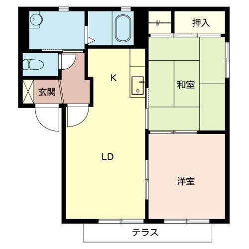 ソレイユ北庄(2LDK/1階)の間取り写真