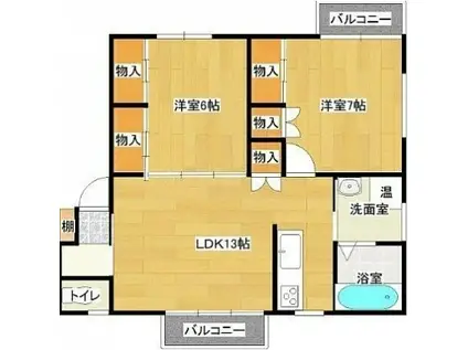 エスポワール(2LDK/3階)の間取り写真