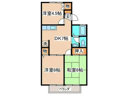 フェニックスタウンA棟(3DK/2階)の間取り写真