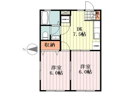 KSハイム(2DK/1階)の間取り写真