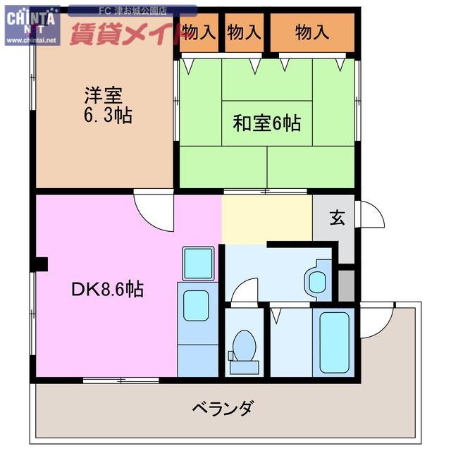 津興第二ビル(2DK/4階)の間取り写真