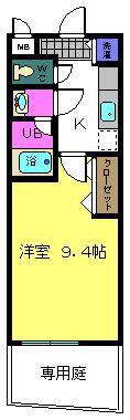 ティエラハウス西小二里(1K/1階)の間取り写真