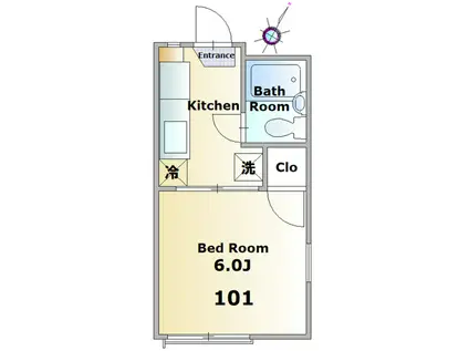 フラワーハイツ(1K/1階)の間取り写真