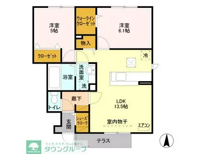 プランドール(2LDK/1階)の間取り写真