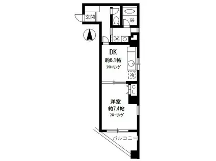 エルカスティージョ ムサシ(1K/4階)の間取り写真