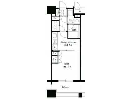 ポートヴィラ靭公園(1DK/5階)の間取り写真