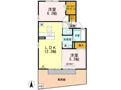 カーサフェリーチェB(2LDK/1階)の間取り写真