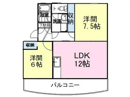 パークサイドアスカ(2LDK/2階)の間取り写真