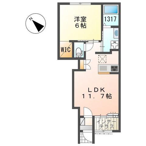 ウィステリア(1LDK/1階)の間取り写真