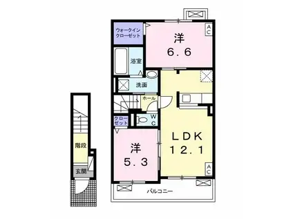 サンビレッジ ハナゾノI(2LDK/2階)の間取り写真