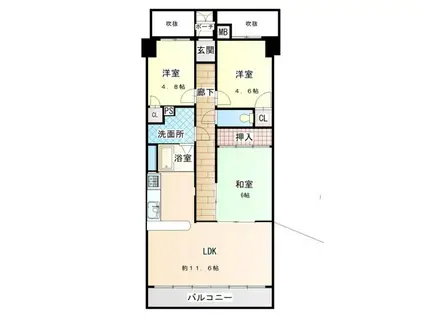 メロデイハイム枚方公園(3LDK/6階)の間取り写真