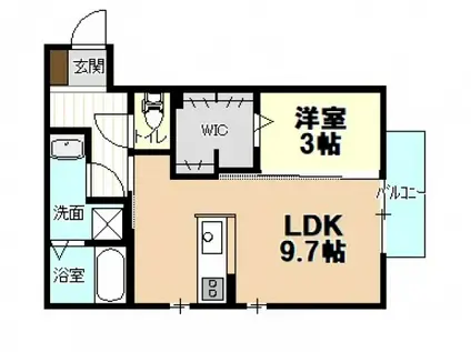 エスペランサ安東(1LDK/1階)の間取り写真