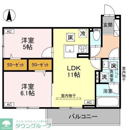 エリシアガーデン(2LDK/3階)の間取り写真