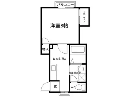 ライフタウン・エクセルC(1DK/2階)の間取り写真