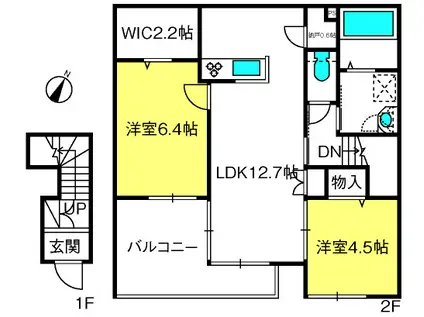 EXCEL COURTC(2LDK/2階)の間取り写真