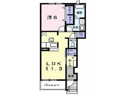 カーサ リベーラ(1LDK/1階)の間取り写真