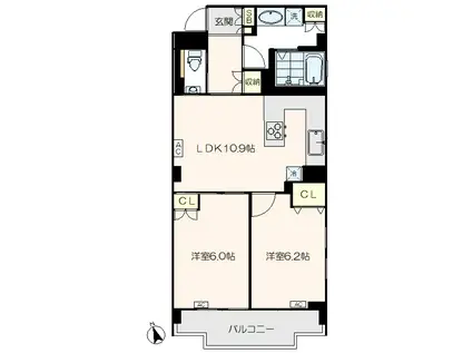 練馬サンライトマンション(2LDK/5階)の間取り写真