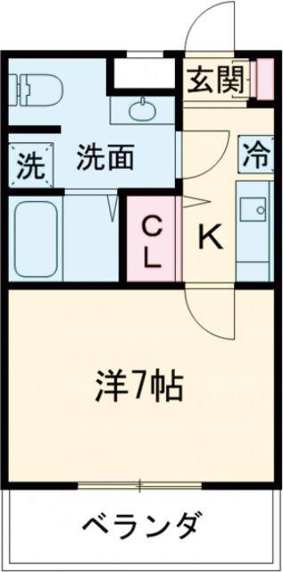 CREA児玉(1K/1階)の間取り写真