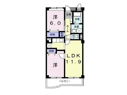 アンソレイエC(2LDK/1階)の間取り写真