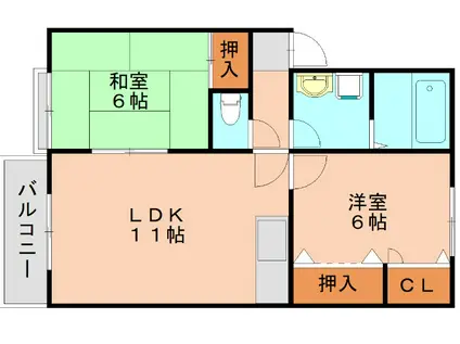 メゾン畑ヶ坂(2LDK/2階)の間取り写真