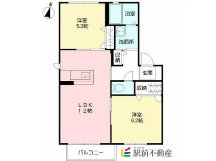 ピュアメゾン田代 B棟(2LDK/2階)の間取り写真