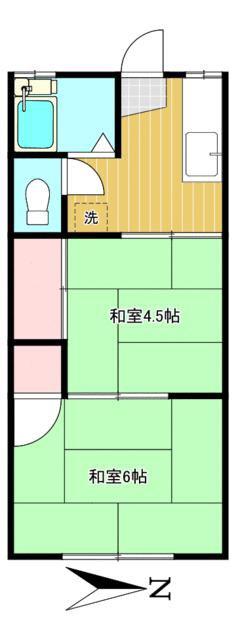 フレックスハイツ(2K/1階)の間取り写真