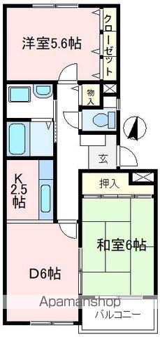 ビラ根岸(2DK/1階)の間取り写真