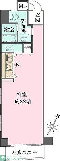 グレンパーク神楽坂(ワンルーム/5階)の間取り写真