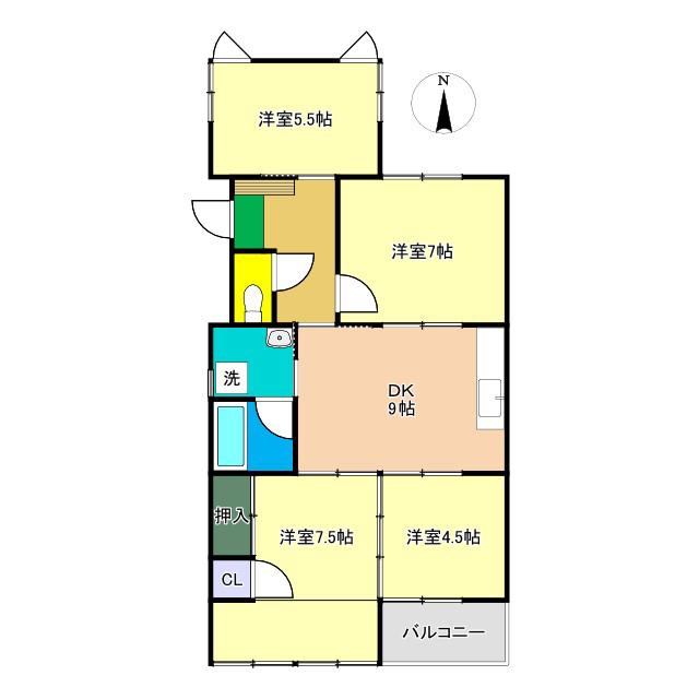 あぞのハイツ(4LDK/2階)の間取り写真