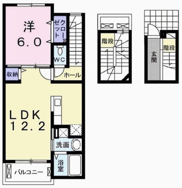 メイベリーナ(1LDK/3階)の間取り写真