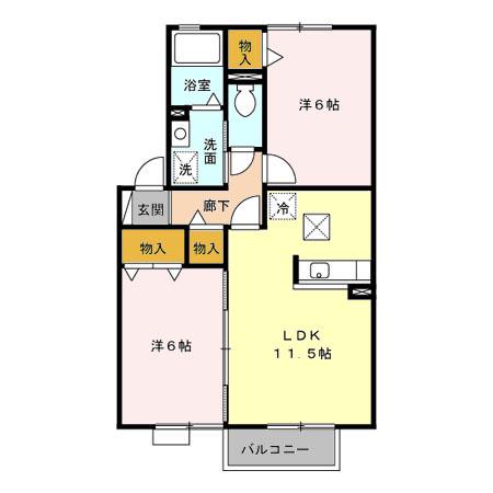 サンモール(2LDK/1階)の間取り写真