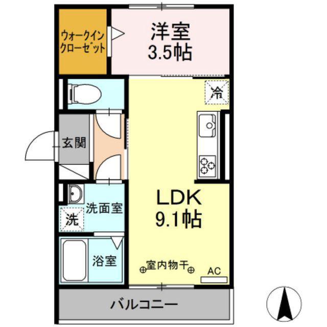 ENCOURAGE(1LDK/2階)の間取り写真