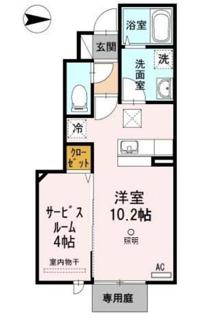 ウエストアージュ(ワンルーム/1階)の間取り写真