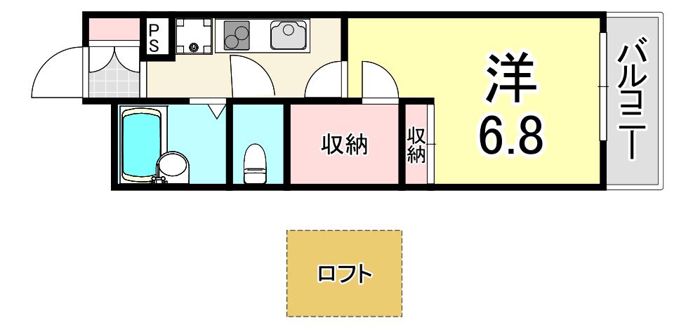 レオパレスあまがさき駅近(1K/4階)の間取り写真