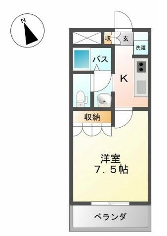 クレディール(1K/1階)の間取り写真